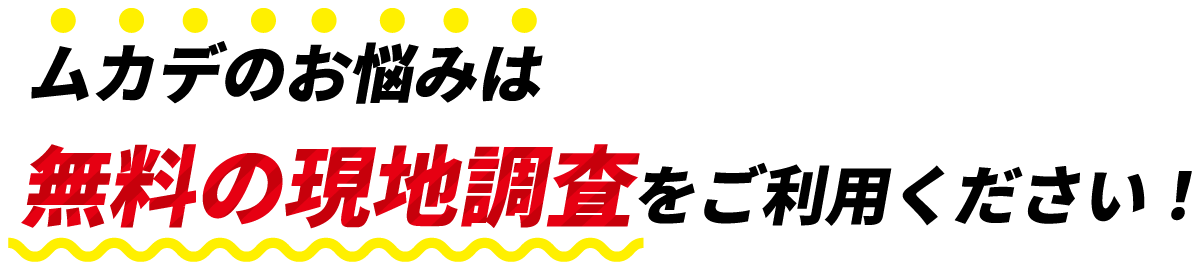 ムカデのお悩みは無料の現地調査をご利用ください！