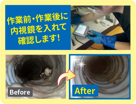 作業前・作業後に内視鏡を入れて確認します！ Before After