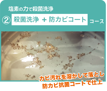 塩素の力で殺菌洗浄 ②殺菌洗浄＋防カビコートコース